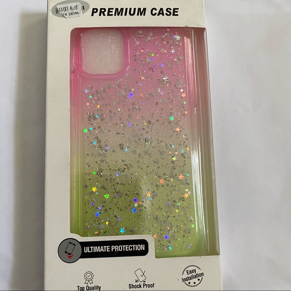 Lime green/Pink glitter IPhone 11 case - Picture 2 of 2